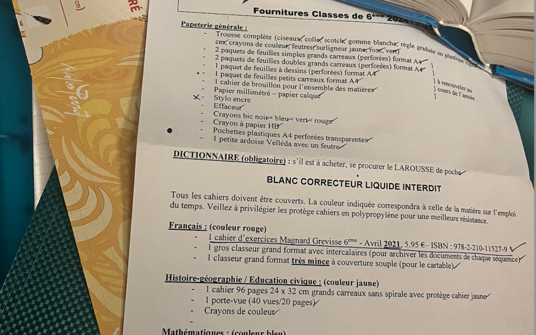 rentrée scolaire et frais